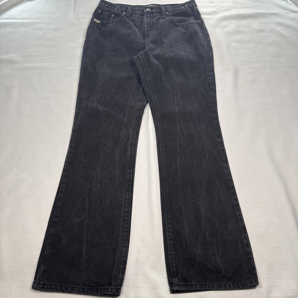 VTG Rockies Jeans Womens 12 Black High Rise Straight Cotton Western 32" Inseam
